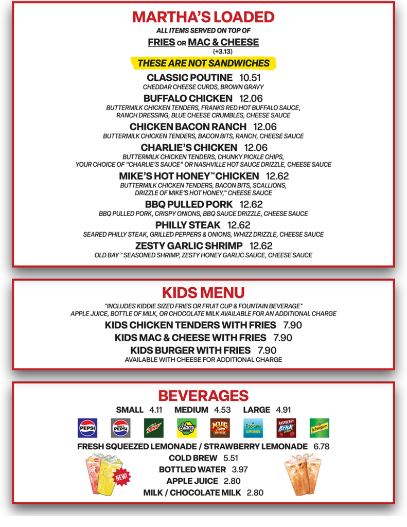Martha's Grill Menu 2026 pg 2