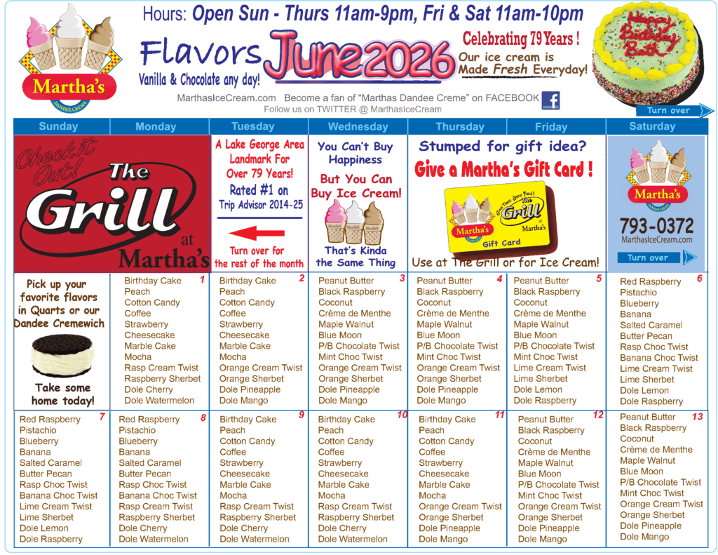 Marthas Flavor Calendar June 1-13 2026