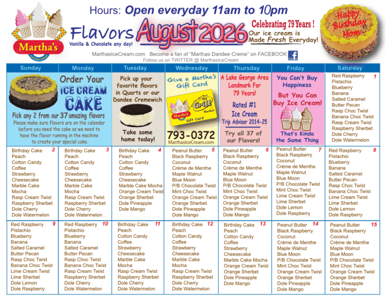 Marthas Flavors fo August 1-15 2026