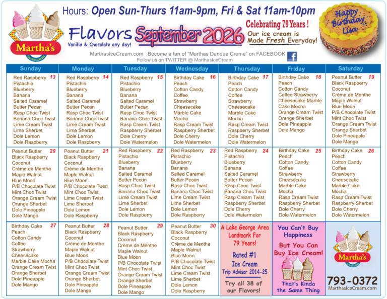 MARTHAS FLAVORS SEPTEMBER 13-30 2026